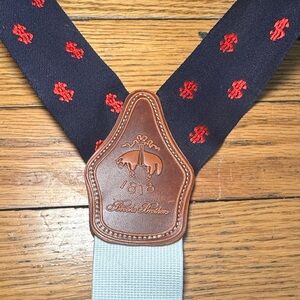 Brooks Brothers Suspenders dark blue with red dollar signs